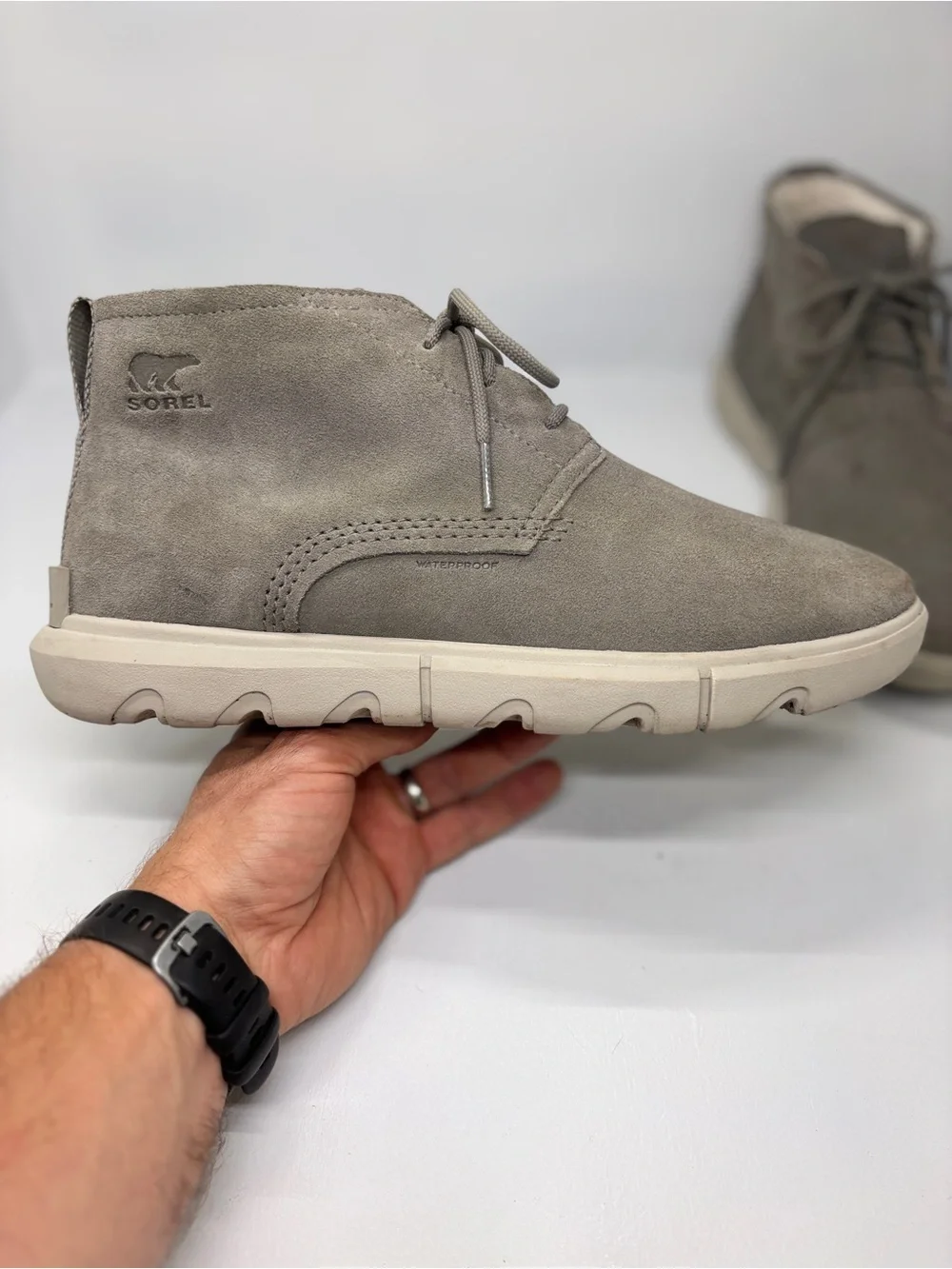 Sorel Buxton Waterproof Winter Boots NM4089-052 Men’s 9.5 Gray Suede Faux Fur